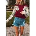 thumbnail image 2 of Women's Sweaters Casual Leopard Printed Patchwork Long Sleeves Knitted Pullover Cropped Sweater Tops, 2 of 6