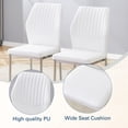 thumbnail image 3 of Hi loPres Set of 6 Modern Dining Chairs, White PU Leather Side Chairs with Ergonomic Vertical Striped Back and Silver Metal Legs for Kitchen, Office, 3 of 6
