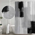 thumbnail image 4 of Extra Long Shower Curtain 72x96 Inch, Black Grey Shower Curtain Waterproof Bathroom Decor, Abstract Geometric Color Block Oil Painting Fabric Bath Curtain Set Accessories with Hooks, 4 of 6