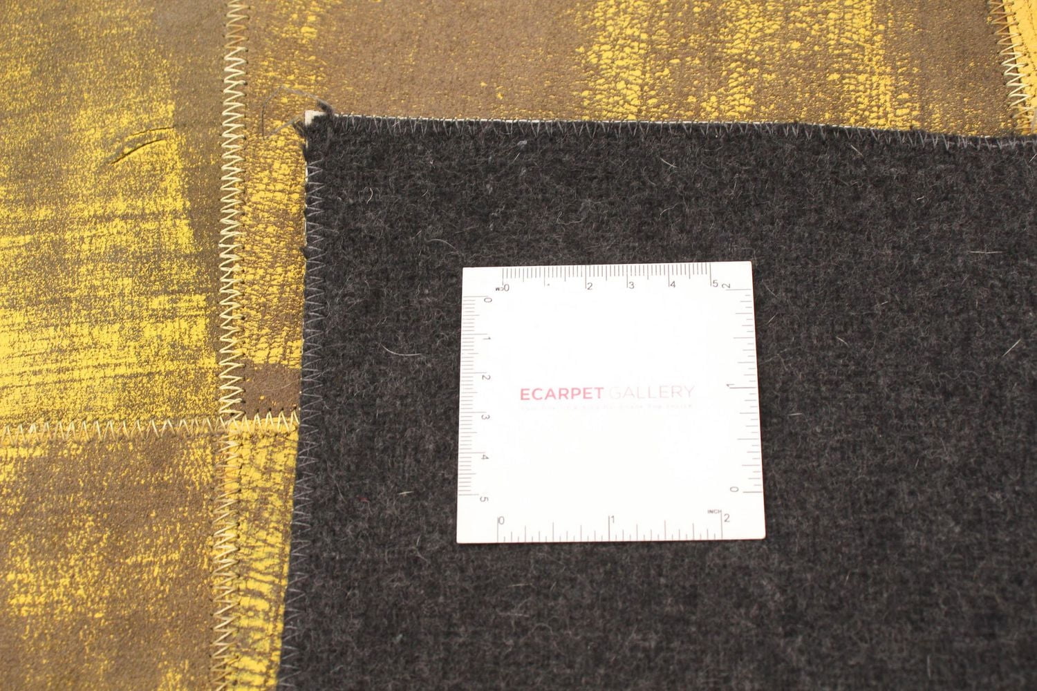 ECARPETGALLERY Tapis Fait à la Main pour Salon, Salle à Manger et Chambre à Coucher Contemporain Collection Patchwork en cuir 5'0" x 8'0" en Jaune