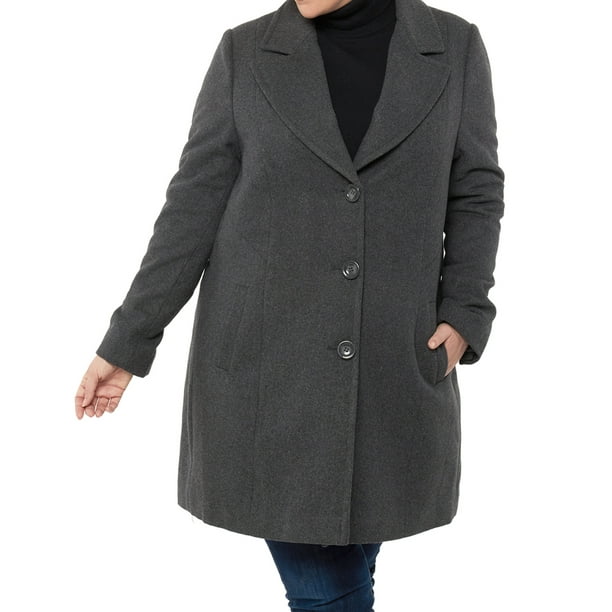 Alpine Swiss Womens Plus Size Wool Overcoat Walking Coat Blazer Pea Coat  Jacket