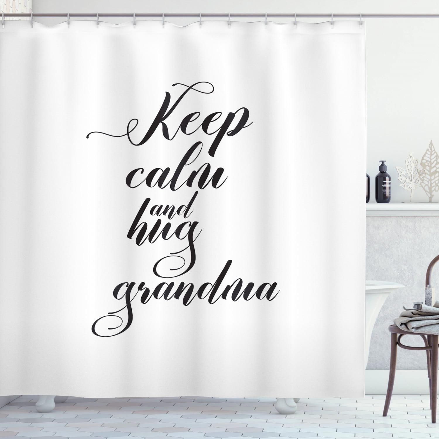 Ambesonne Grandma Shower Curtain Hugging Grandma Calligraphy 69 Wx70 ambesonne-grandma-shower-curtain-hugging-grandma-calligraphy-69-wx70