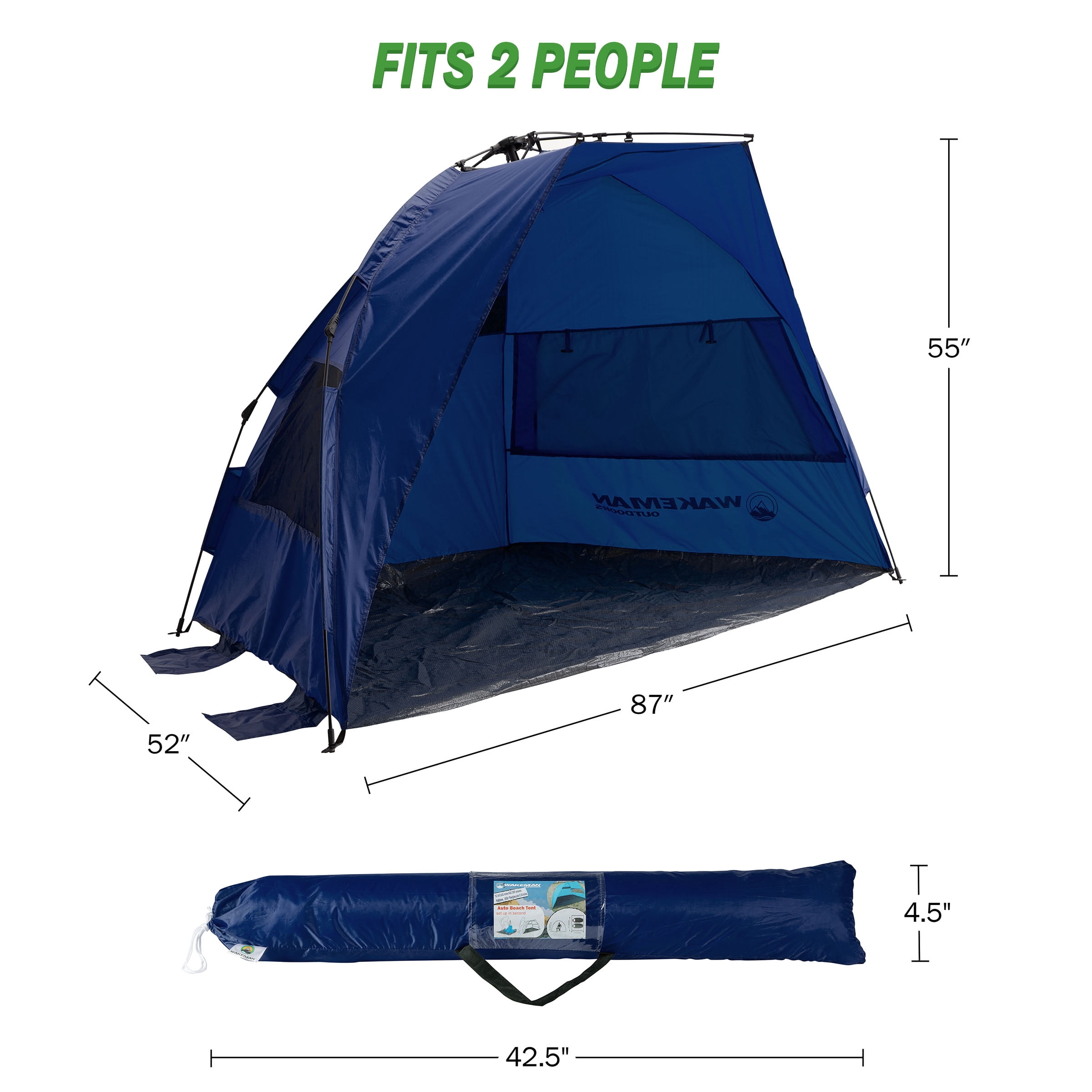 Wakeman Pop Up Beach Tent Sun Shelter - UPF50+ UV Protection Canopy, Navy