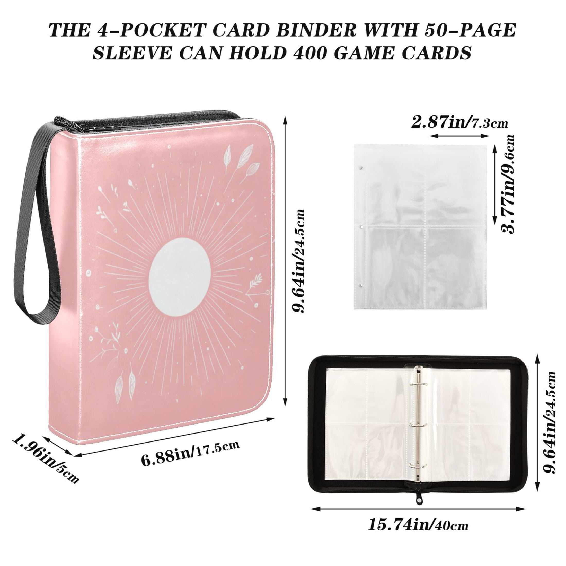 pink card binder 4 pocket 4-Pocket Exo-Tec® Zip Binder Just Pink – Vault X US main image 1