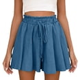 thumbnail image 2 of Delayuji Women's Wide Leg Shorts High Waisted Elastic Drawstring Summer Trendy Pleated Short Skort Mini Skirt Beach Vacation Shorts, 2 of 7