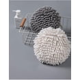 thumbnail image 5 of Xiao Hua 2 toallas de mano de chenilla suaves y absorbentes, con forma de bola decorativa para colgar, toalla de secado grueso para el hogar, la cocina y el baño (blanco y gris), 5 of 5
