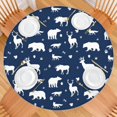 thumbnail image 2 of Dark Blue Christmas Animal Pattern Round Fitted Tablecloth with Elastic Edge,Dining Table Cover Waterproof,Outdoor Round Tablecloth for Camping,Dining,Indoor and Outdoor, 2 of 7
