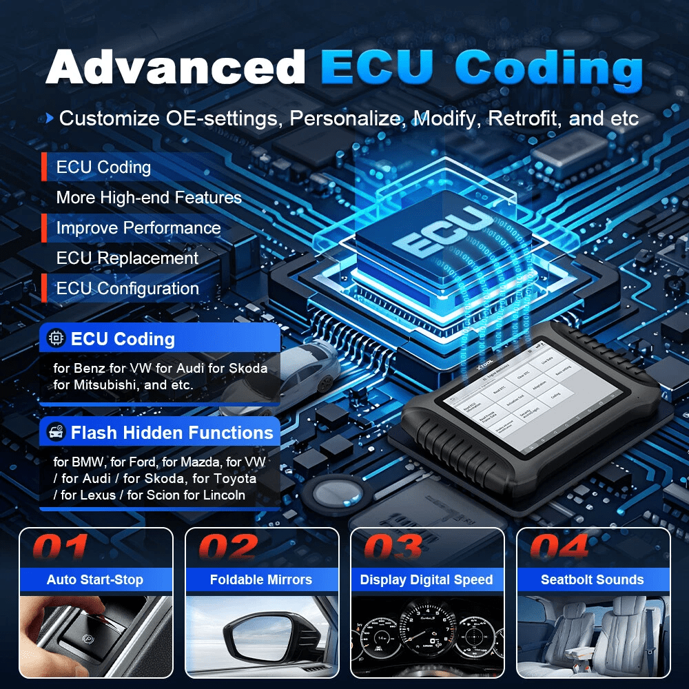 XTOOL IP900BT Bluetooth OBD2 Scanner Diagnostic Tool with 41+Resets, Bidirectional Scan Tool, ECU Cod-ing Car Scanner, FCA, AI-Assisted