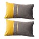 thumbnail image 1 of Juego de 2 fundas de almohada con ribete de terciopelo, Color Patchwork con funda de almohada de cuero dorado, funda de cojín, 12x20 pulgadas, 1 of 5