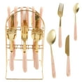 thumbnail image 3 of Gold Stainless Steel 24 Pieces Flatware Set with Silverware Holder,Golden Silverware Set,Anti-rust Stainless Steel Gold Cutlery Set Utensils Including Fork Spoon and Knife, 3 of 10