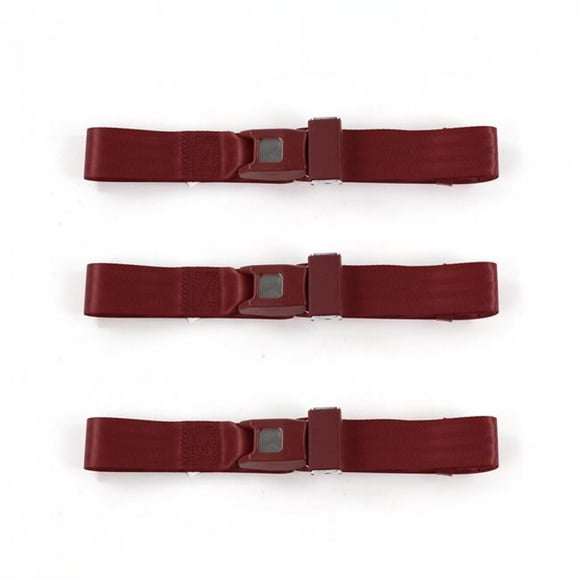 Triumph TR250 1961-1976 Standard 2 Point Burgundy Lap Bench Seat Belt Kit - 3 Belts