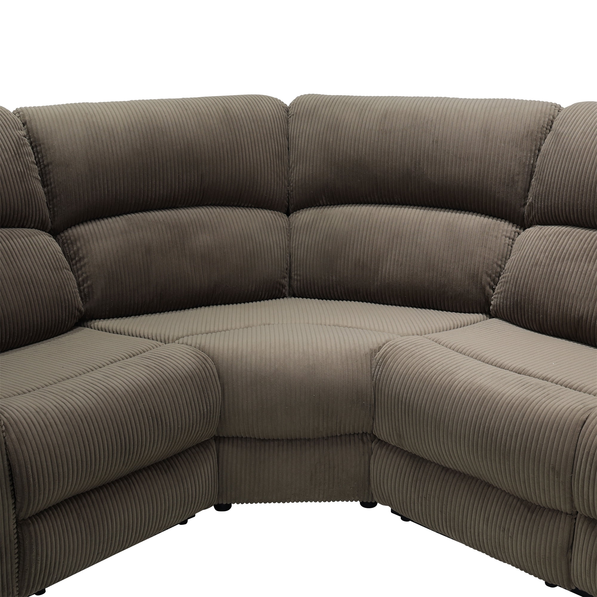 Aukfa 3-Piece Recliner Sofa Set, 6 Seat Sectional Couch with Cup Holders&Storage Console, Corduroy, Peanut