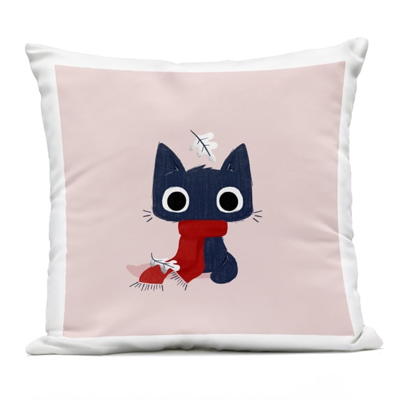 Stupell Industries Little Kitten in Scarf Design by Sarah Hickman Outdoor Printed Pillow