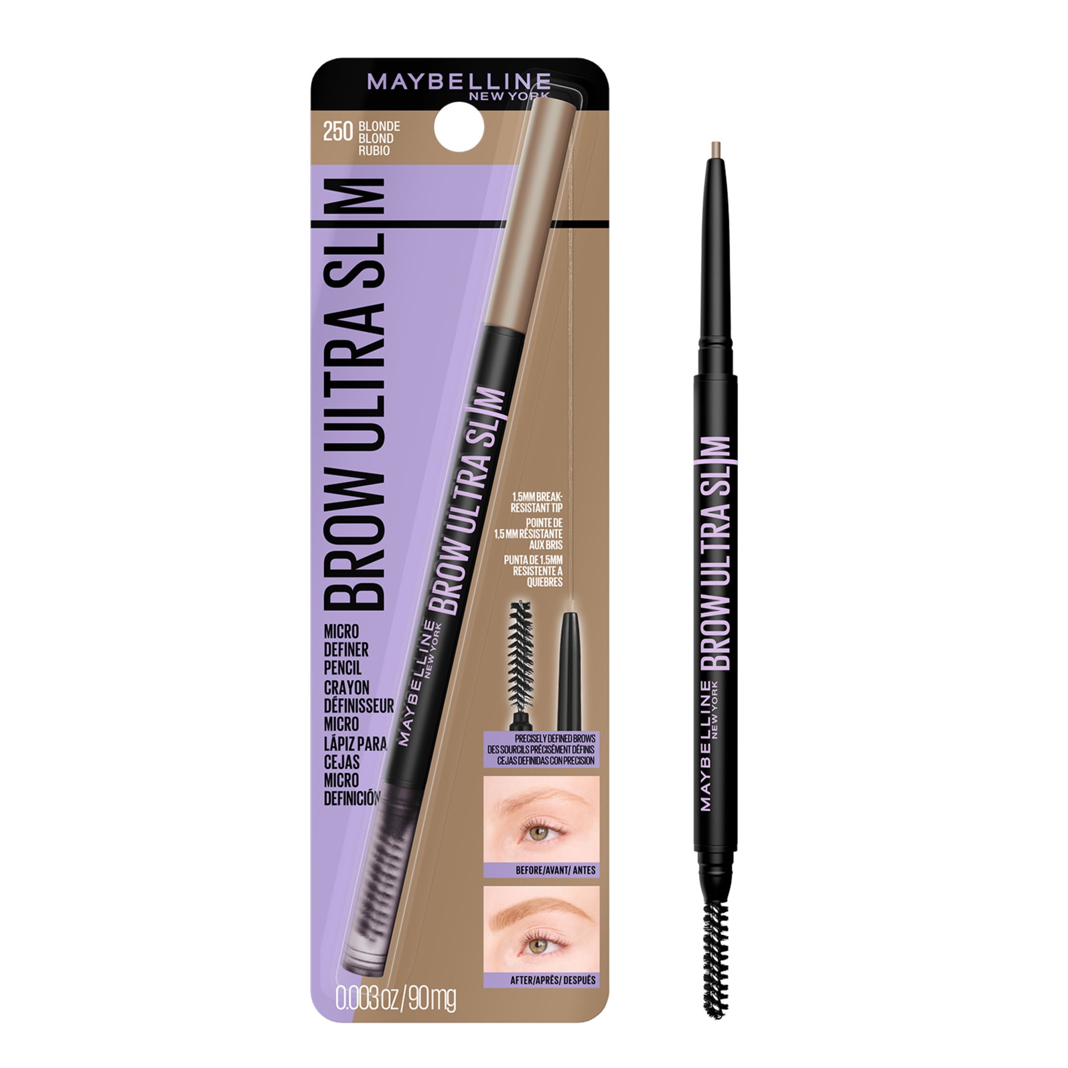 (6 pack) Maybelline Express Brow Ultra Slim Pencil Eyebrow Makeup, Blonde