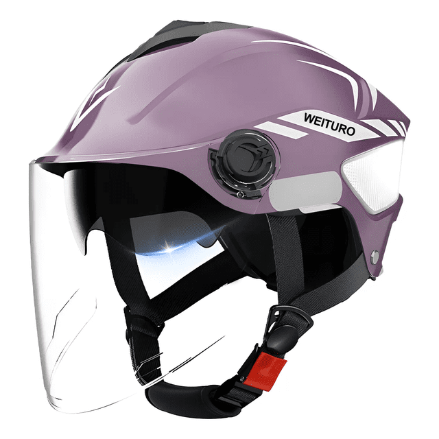 Casco Motocicleta Abierto 3/4 Visera Doble Hd Abatible Xtellar morado