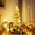 Costway 6FT Champagne Gold Tinsel Tree Slim Pencil Christmas Tree
