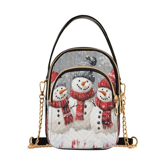 Women's Crossbody Handbags Shoulder Handbag Multi Pocket Crossbody Bag Three Snowmen