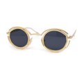 thumbnail image 2 of Oval Art Deco Geometric Design Metal Rim Retro Sunglasses Gold - Black, 2 of 4
