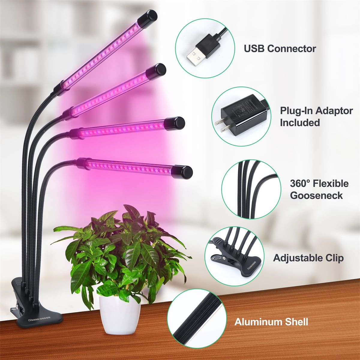 Kepooman 360°Grow Light, 9 Dimmable Levels and 3 Switch Modes with Red Blue Spectrum, Black Kepooman 360°Grow Light, 9 Dimmable Levels and 3 Switch Modes with Red Blue Spectrum, Black