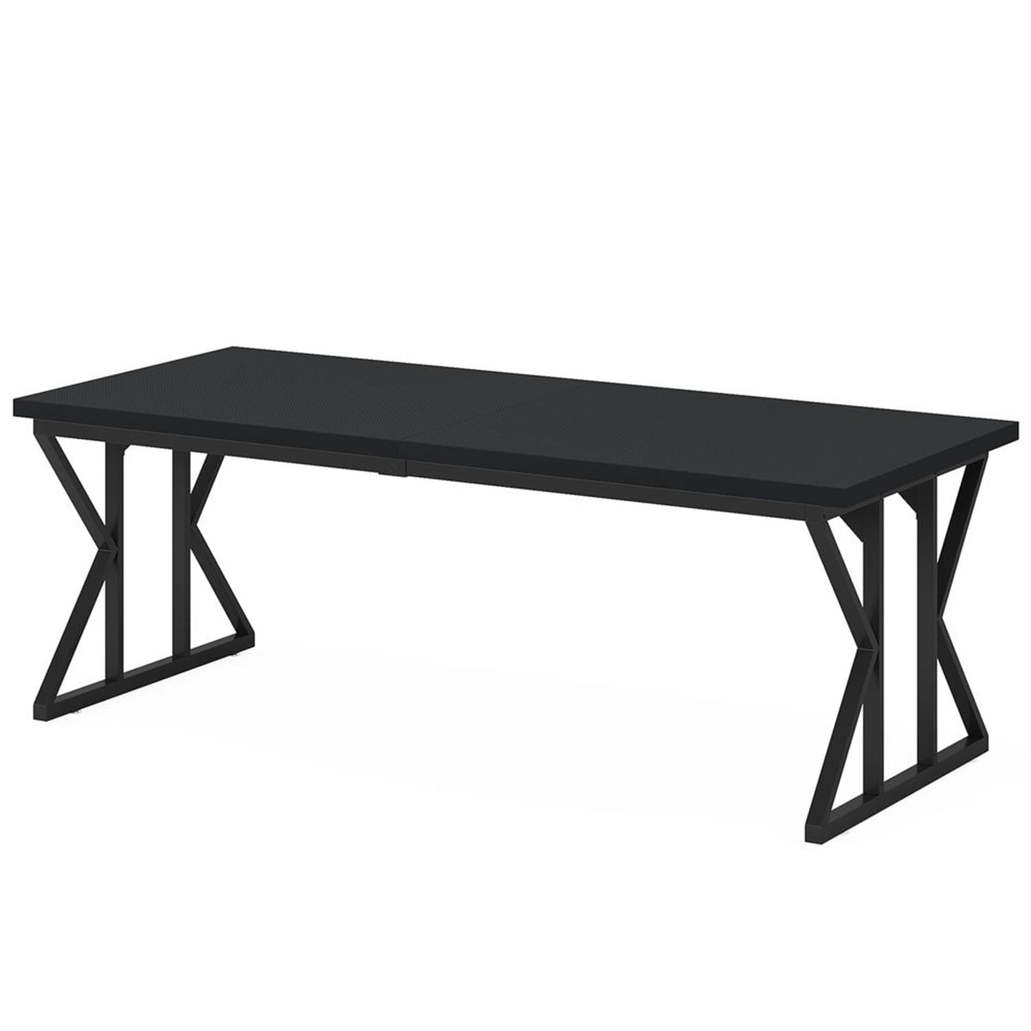 Demi Bonn 78" Industrial Two Computer Desk with Metal Frame, Modern Double Study Writing Gaming Table for Home Office, Black
