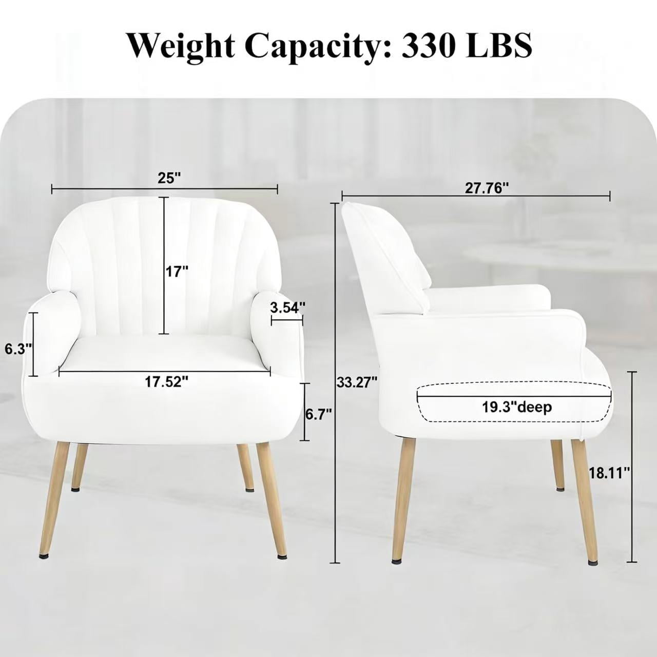 Mintazer Velvet Accent Chair with Shell-Shaped Backrest, Modern Upholstered Armchair with Metal Legs for Living Room & Bedroom, Beige