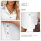 thumbnail image 5 of Traje de baño para mujer Cubrir la playa Color liso Cuello vuelto Camisa larga con botones de manga corta y bolsillo en el pecho Blanco L, 5 of 6