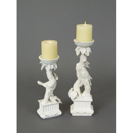 UPC 762152573329 product image for Set of 2 Snow Drift Distressed White Bird Pedestal Pillar Candle Holders 15 | upcitemdb.com