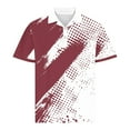 thumbnail image 5 of BiZtdJrK Golf Athletic T-Shirts for Men Button Collared Short Sleeve Polos Shirt Geometry Printed Casual Workout Tops, Wine, XL, 5 of 6