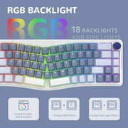 AKS068 65% Wired Mechanical Gaming Keyboard with Coiled Cable, 68-Key Alice-Layout Mechanical Keyboard, RGB Hot Swappable Red Switches VIA/QMK Programmable Knob Gasket Mount for Win/Mac (Purple)