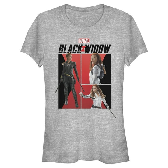 Junior's Marvel Black Widow Character Shots  Graphic Tee Athletic Heather Small