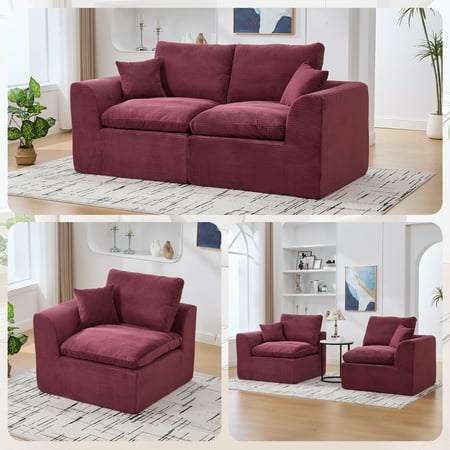 UNITED WE WIN Modular Sectional Sofa Cloud Couch,Comfy Cloud Modern Sofa,2 Seater with Cushion Covers Removable Furniture for Living Room Bedroom Apartments Dorms,No Assembly Required