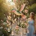 thumbnail image 1 of Graceful Hummingbird Wind Chime, Stained Glass & Crystal Sun Catcher Windchime for Outside, Colorful Bird Yard Decorations Outdoor, Memorial Gardening Gift for Women Mom Grandma, 1 of 3