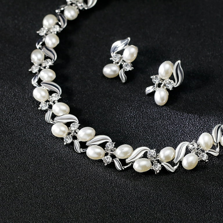 Exquisite Fashion 925 Sterling Silver Necklace Earrings Jewelry Set 10MM Pearl  Accessories For Women Engagement Jewelry Gift - AliExpress