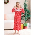 thumbnail image 6 of Aideaone Girl Christmas Snow Nightgowns Lace Print Sleepwear Lightweight Nightdress Soft Princess Pajamas Dress Red 4-12 Years, 6 of 8
