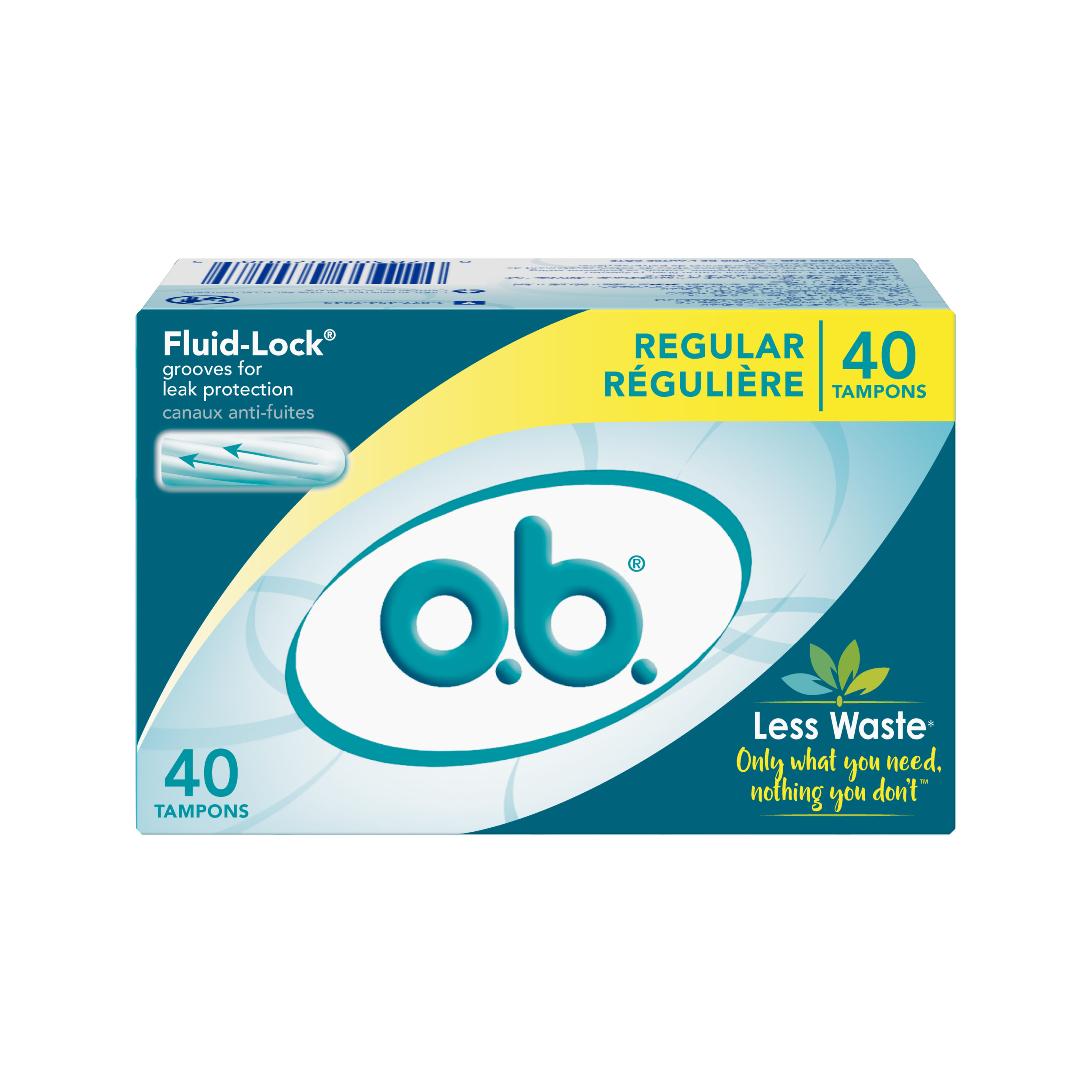 o.b. Original ApplicatorFree Tampons, Unscented, Regular, 40 Ct