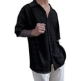 thumbnail image 1 of Camisas s Para Hombre Manga Corta Camisa de solapa hueca de verano de tendencia masculina Camisa transparente de manga corta sexy (Black, XL), 1 of 6