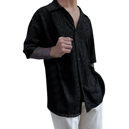 Mens T-shirts Male Trend Summer Hollow Lapel Shirt Short Sleeve Sexy See Through Shirt Mens Raglan Top Athletic Neck Men Scrub T Men Long Long Sleeved Top Compression Swim Sleeve Shirts plus Black 2XL Mens T-shirts Male Trend Summer Hollow Lapel Shirt Short Sleeve Sexy See Through Shirt Mens Raglan Top Athletic Neck Men Scrub T Men Long Long Sleeved Top Compression Swim Sleeve Shirts plus Black 2XL