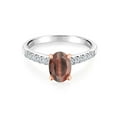 thumbnail image 2 of Gem Stone King 1.70 Ct Red Tiger Eye E-F Lab Grown Diamond 925 Silver and 10K Rose Gold Ring (Size 6), 2 of 4