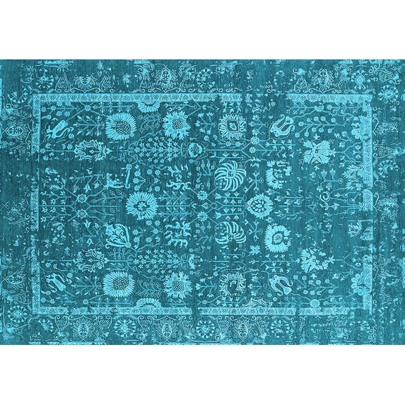 Ahgly Company Indoor Rectangle Oriental Light Blue Industrial Area Rugs, 4' x 6'
