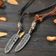 thumbnail image 1 of 2 collares con colgante de plumas de estilo retro para hombres y mujeres con correa de cuero ajustable, 1 of 5