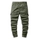thumbnail image 4 of Pantalones largos de moda para hombre, casuales, de color sólido, cargo, con bolsillos y cremallera, cintura elástica, pantalones largos de algodón para hombre., 4 of 9