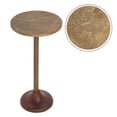 thumbnail image 2 of 11.8x11.8x24" Slender Brass Side Table with Textured Gold Top and Wooden Pedestal Base, 2 of 5