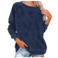thumbnail image 4 of Hauts pour Femmes T-Shirts Dames Liquidation Blouses d'Été Mode Grande Taille Uni Col Rond Ample Manches Longues Rouge m, 4 of 6
