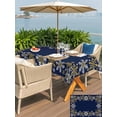 thumbnail image 4 of Outdoor Tablecloth with Umbrella Hole and Zipper, Christmas Blue Rectangle Table Cloth 60x102 Inch Waterproof Tablecloth, Xmas Golden Snowflakes Winter Vintage Picnic Table Cover for Patio Camping, 4 of 7