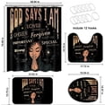 thumbnail image 6 of FRAMICS Black Girl Shower Curtain and Rug Sets, 16 Pc Inspirational Quote Bathroom Sets, Waterproof Shower Curtain with 12 Hooks and Toilet Rugs, 6 of 9