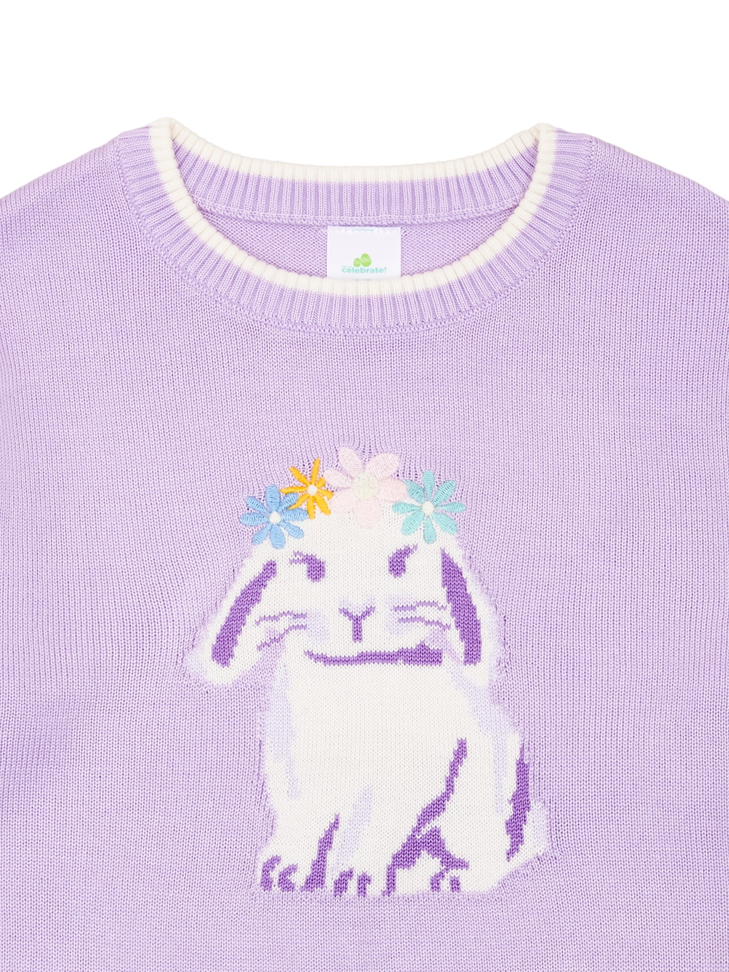 Way to Celebrate Girls Long Sleeve Easter Sweater, Sizes 4-18