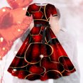thumbnail image 2 of DHFJKG Summer Dresses For Women Casual Crew Neck Heart Printed Short Sleeve Flowy A Line Midi Swing Dress Cozy Dresses, 2 of 3