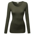 thumbnail image 3 of Emmalise Women's Basic Athletic Fit Tshirt Long Sleeves Round Crew Neck Tee (3Pk Olive, DST Sage, Navy, Small), 3 of 4