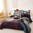 thumbnail image 3 of Castle Fairy Dynamic Racing Bike Bedding Comforter Set 7 Pieces for Teens, Motion Blur Circuit Full Bedding Set for Sport Bedroom, Blue Red,Black Reversible, 3 of 7