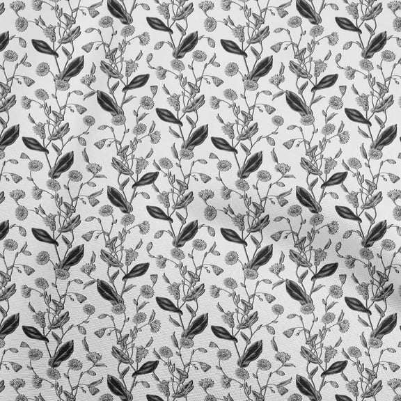oneOone Polyester Spandex Gray Fabric Floral Retro Sewing Craft Projects Fabric Prints By Yard 56 Inch Wide